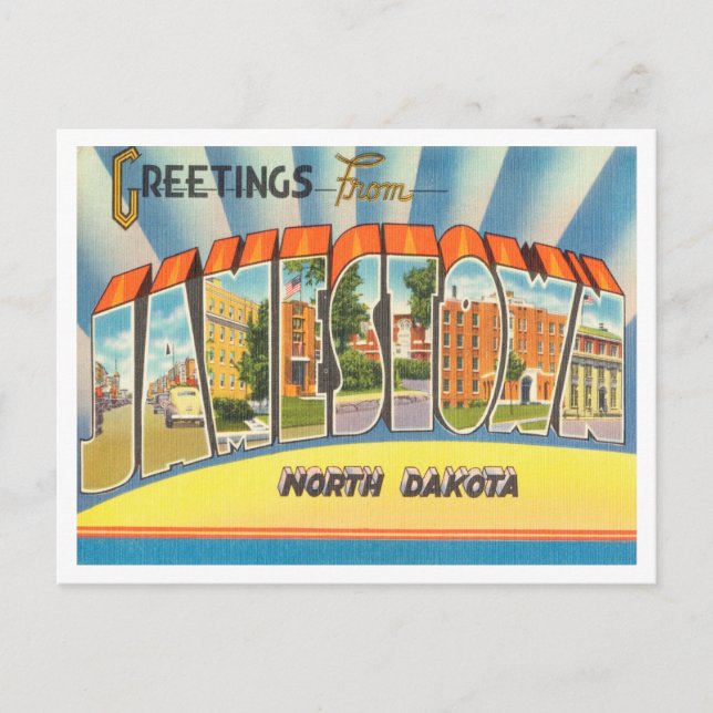 Greetings from Jamestown, North Dakota Travel Postcard (Front)