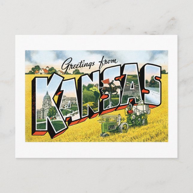 Greetings from Kansas! Vintage Postcard (Front)