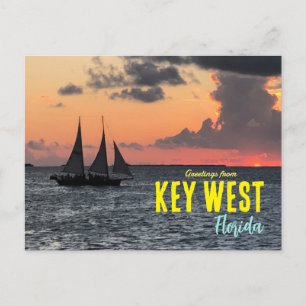 Greetings from Key West Florida Sunset Postcard