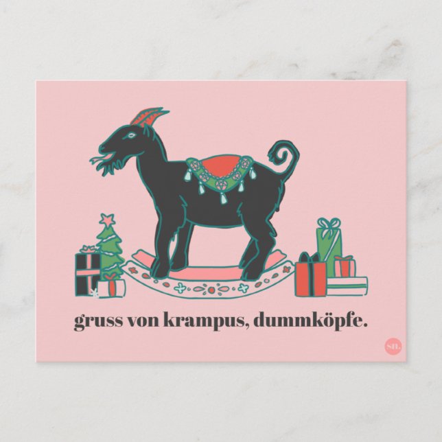 "Greetings from Krampus" Snarky Christmas Postcard (Front)
