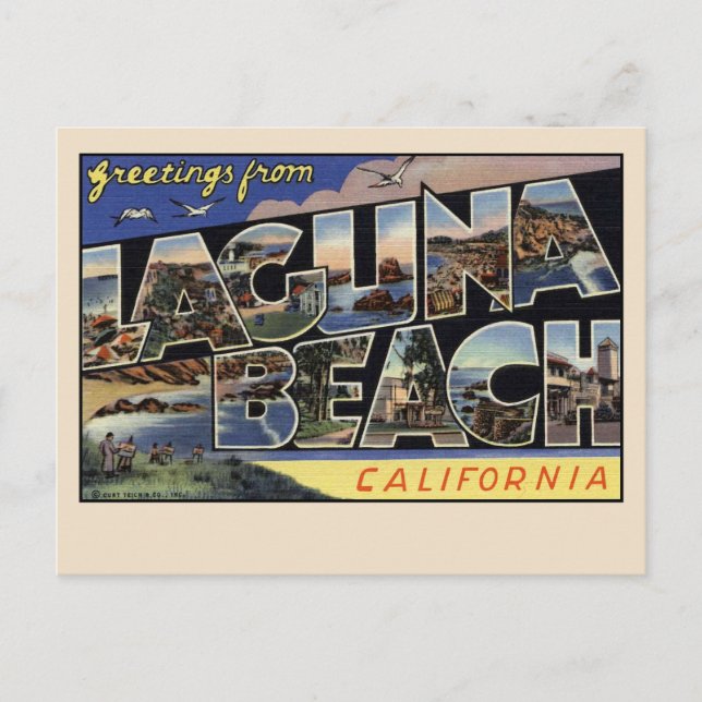 Greetings from Laguna Beach, California Vintage Postcard (Front)