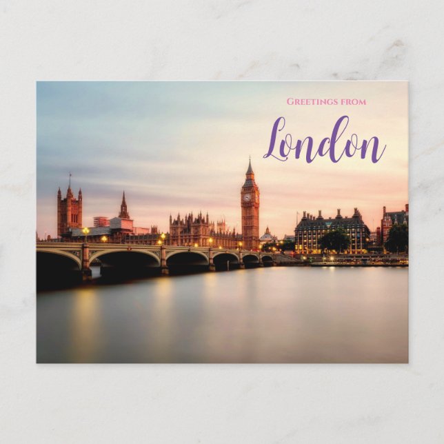 Greetings from London England Postcard Big Ben (Front)