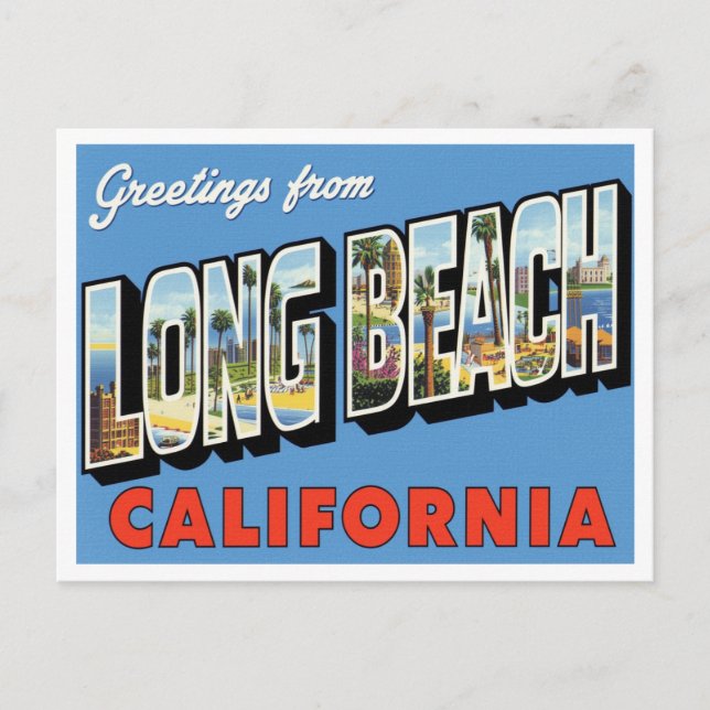 Greetings from Long Beach CA Postcard (Front)