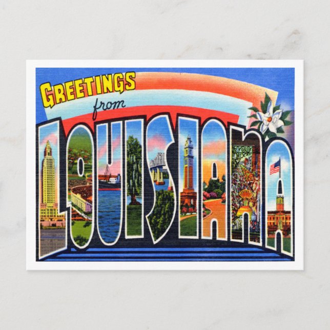 Greetings from Louisiana Vintage Travel Postcard (Front)
