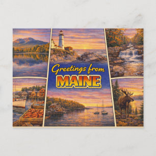Greetings From Maine Postcard