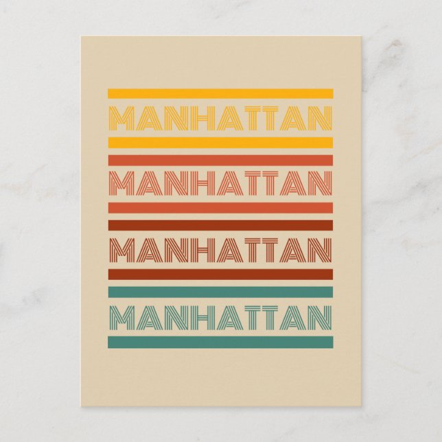 Greetings from Manhattan,  Retro Design  Postcard (Front)