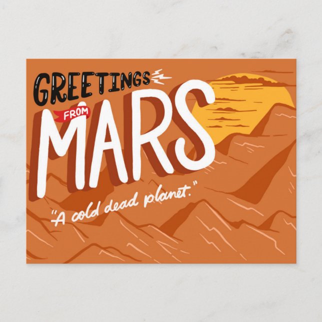 Greetings from Mars Space Travel Humour Postcard (Front)