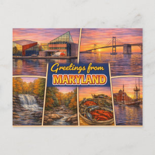 Greetings From Maryland Postcard