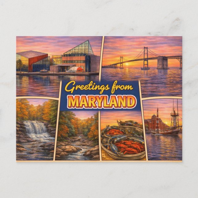 Greetings From Maryland Postcard (Front)