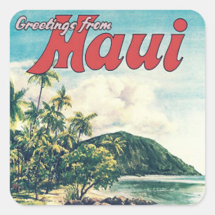 Greetings From Maui, Hawaii    Square Sticker