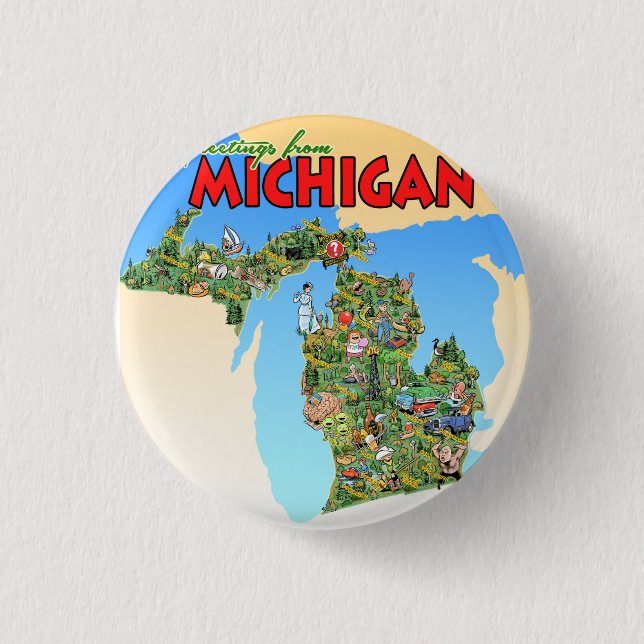 Greetings from Michigan button (Front)