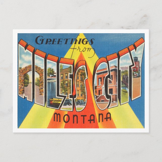 Greetings from Miles City, Montana Vintage Travel Postcard (Front)