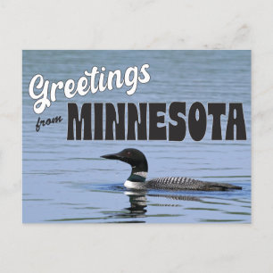 Greetings from Minnesota with Common Loon Postcard