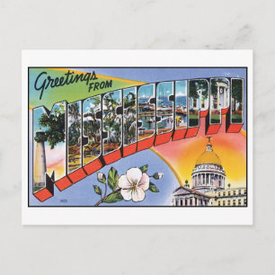 Greetings From Mississippi Vintage Postcard