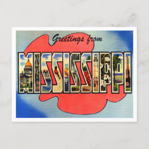 Greetings from Mississippi Vintage Travel Postcard
