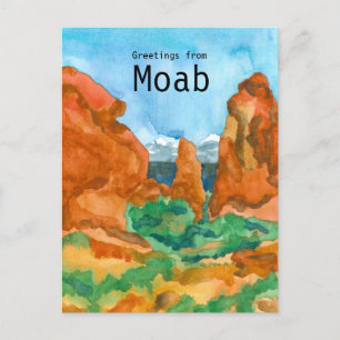 Greetings from Moab Utah Red Rock Mountains Desert Postcard