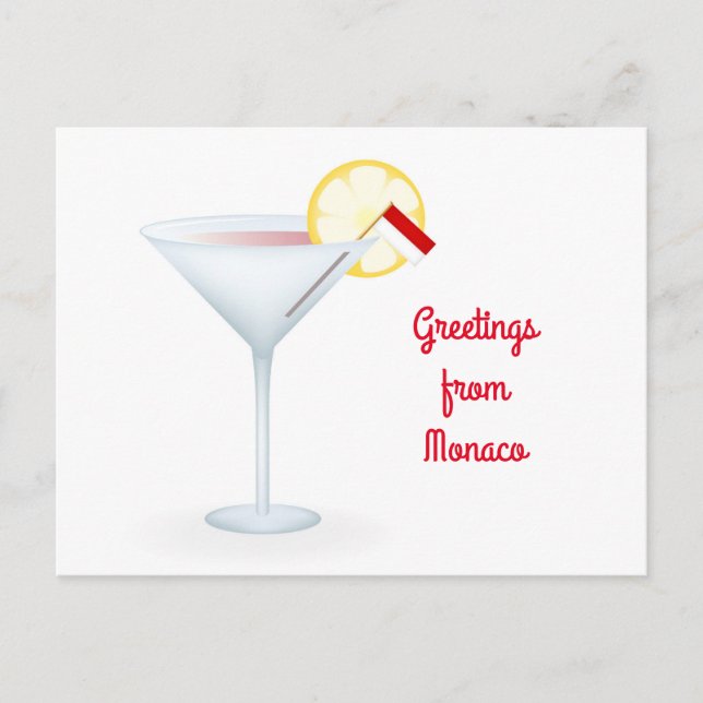 Greetings From Monaco Cocktail Holiday Card (Front)