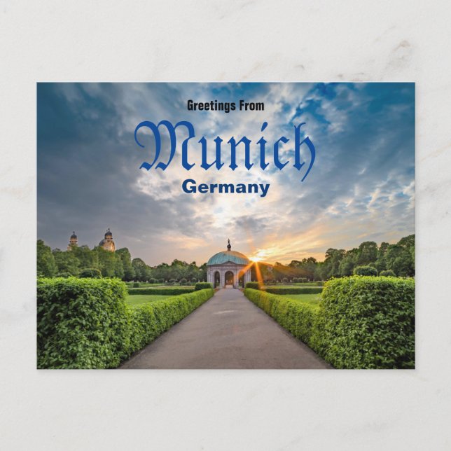 Greetings from Munich Germany Postcard Park (Front)