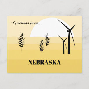 Greetings from Nebraska State Sunny Yellow Shades Postcard