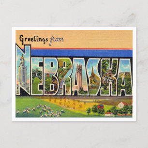 Greetings from Nebraska Vintage Travel Postcard