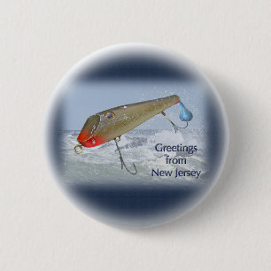 Greetings From New Jersey Fishing Lure 2 Inch Round Button