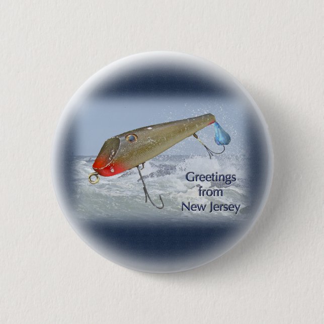 Greetings From New Jersey Fishing Lure 2 Inch Round Button (Front)