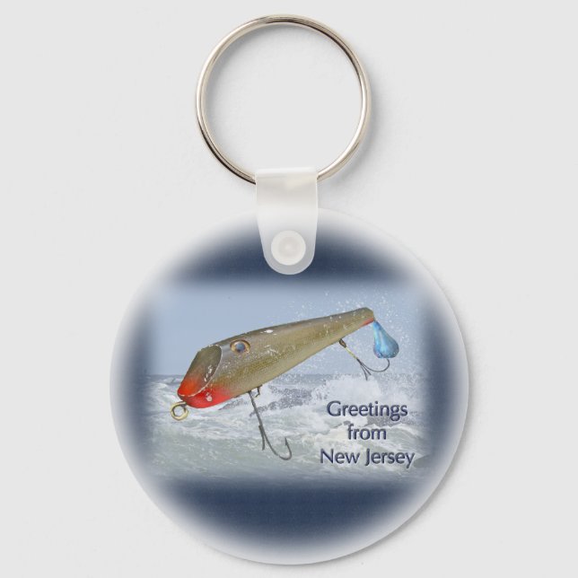 Greetings From New Jersey Fishing Lure Keychain (Front)