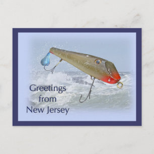 Greetings From New Jersey Fishing Lure Postcard