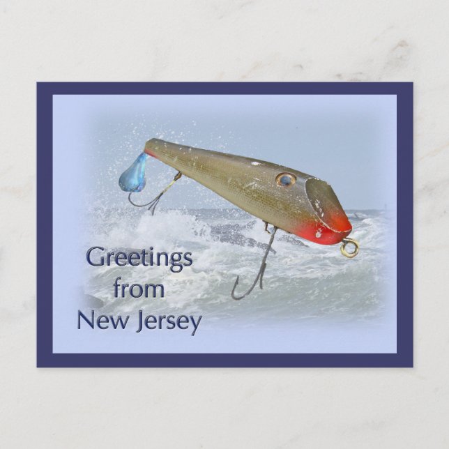 Greetings From New Jersey Fishing Lure Postcard (Front)
