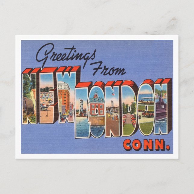 Greetings from New London, Connecticut Travel Postcard (Front)