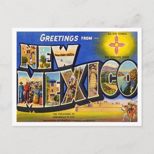 Greetings from New Mexico Vintage Travel Postcard (Front)