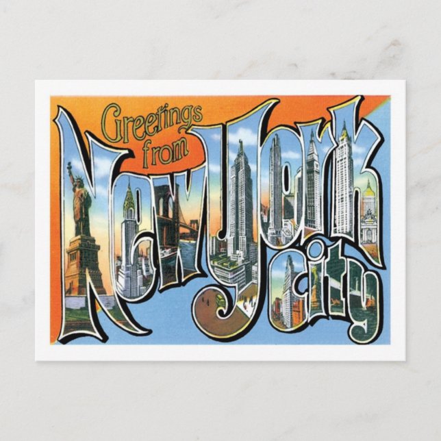 Greetings From New York City US City Postcard (Front)