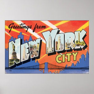 Greetings From New York City, Vintage Poster