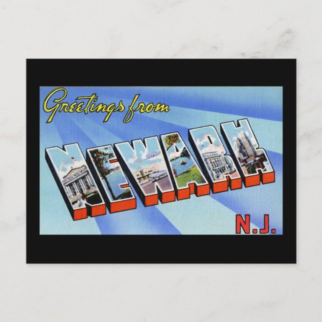 Greetings from Newark New Jersey Postcard (Front)