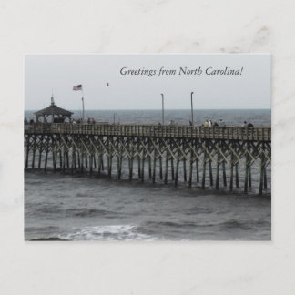 Greetings from North Carolina!" Pier Fishing Postcard