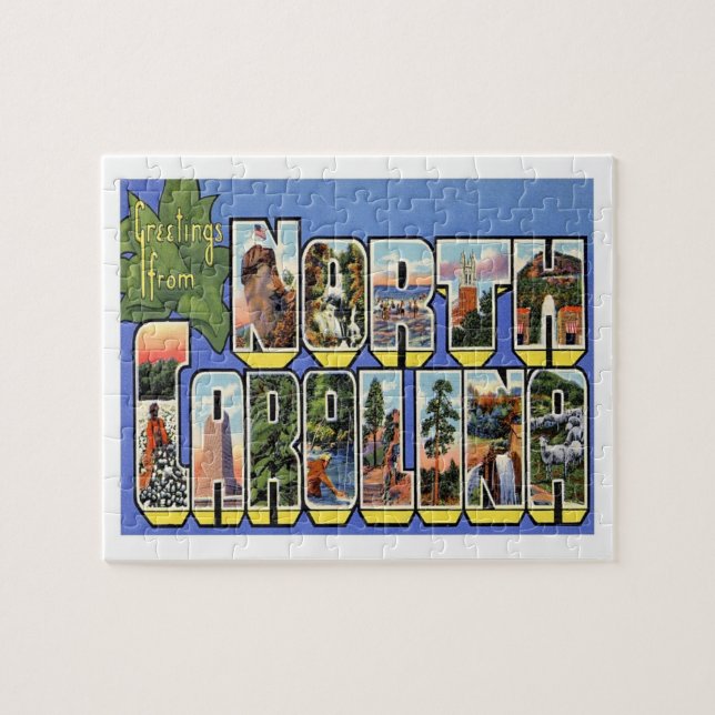 Greetings From North Carolina Vintage Jigsaw Puzzle (Horizontal)