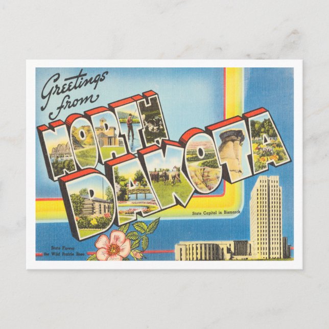 Greetings from North Dakota Vintage Travel Postcard (Front)