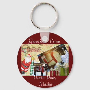 Greetings From North Pole, Alaska Keychain