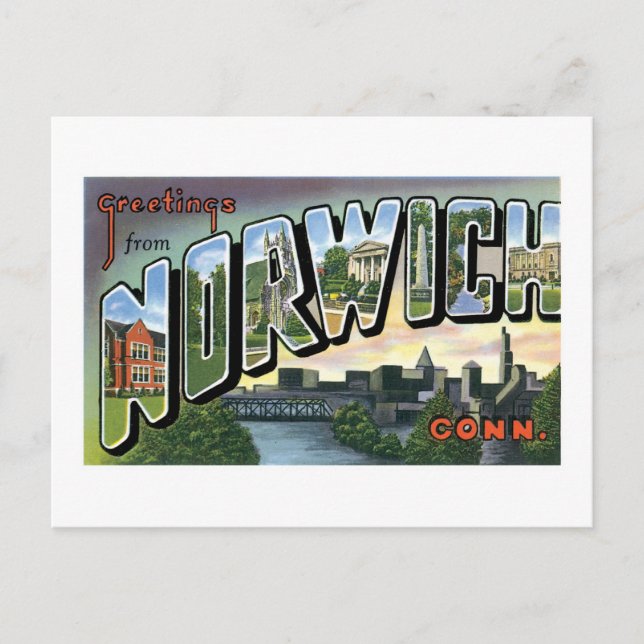 Greetings from Norwich, Connecticut Postcard (Front)