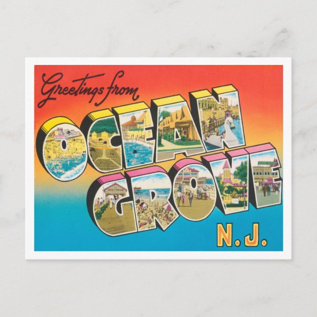 Greetings from Ocean Grove, New Jersey Travel Postcard (Front)
