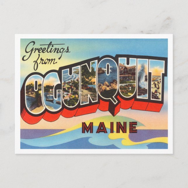 Greetings from Ogunquit, Maine Vintage Travel Postcard (Front)