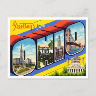 Greetings from Ohio Vintage Travel Postcard
