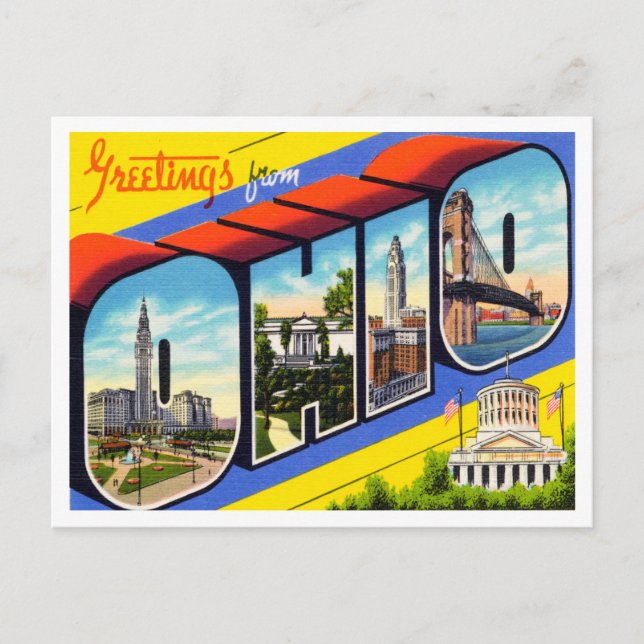 Greetings from Ohio Vintage Travel Postcard (Front)