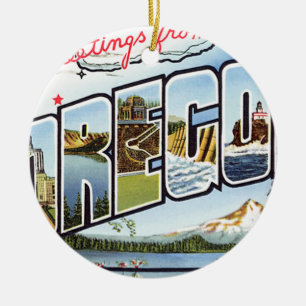 Greetings From Oregon Ceramic Ornament