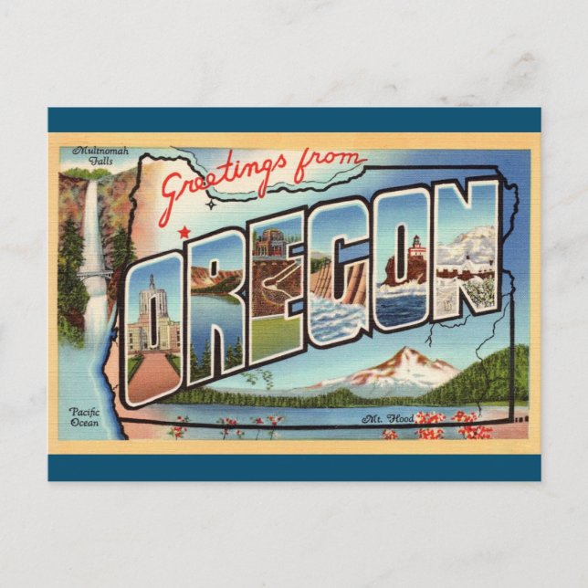 Greetings from Oregon Travel Postcard (Front)