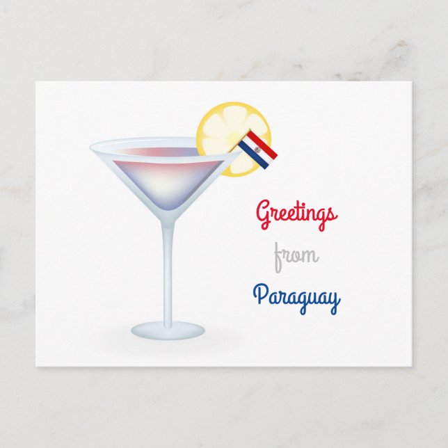 Greetings From Paraguay Cocktail Holiday Postcard (Front)