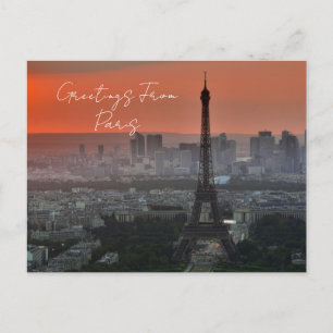 Greetings From Paris Eiffel Tower European Art Holiday Postcard