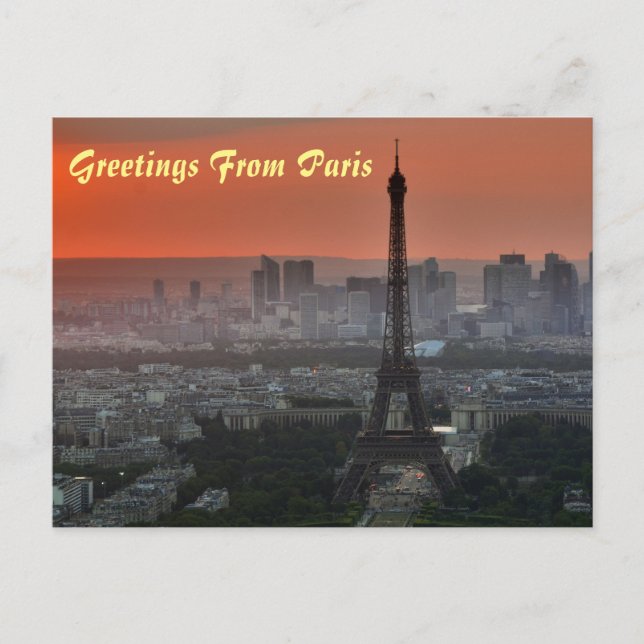 Greetings From Paris Eiffel Tower European Art Postcard (Front)