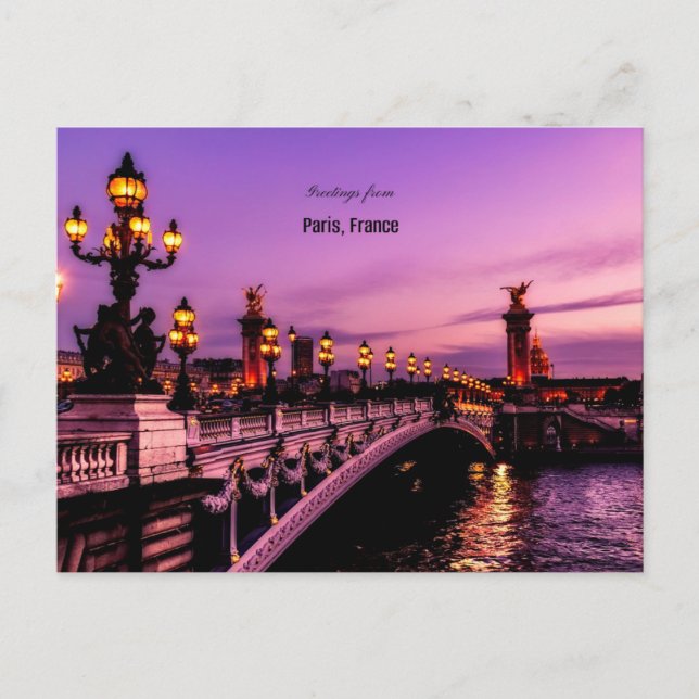 Greetings from Paris, France Postcard (Front)