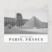 Greetings from Paris, France Vintage Louvre Photo